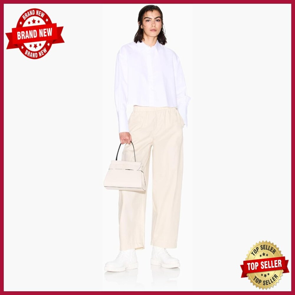 Oversized Leg Trousers, Poplin Cotton, Loose Fit, Mid Rise, Straight Leg